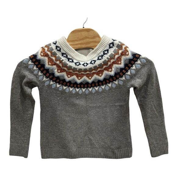 J CREW Women's Small Factory Gray Metallic Fair Isle Merino Wool Blend Sweater - Picture 3 of 8